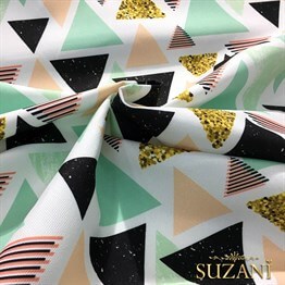 Geometrik Altın Üçgenler Desenli Kumaş