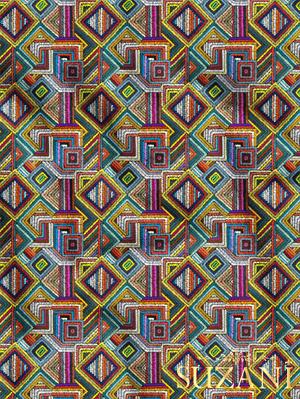 Geometrik Patchwork Desenli Dijital Baskılı Kumaş