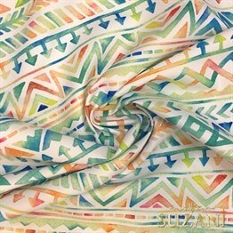 Geometrik Suluboya Çizgili Dijital Baskılı Kumaş