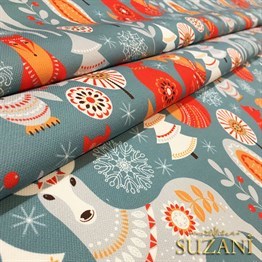 Geyikli İskandinav Yılbaşı Desenli Kumaş