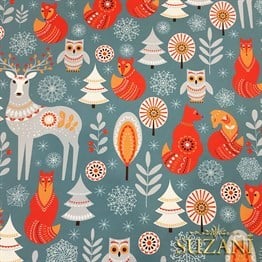Geyikli İskandinav Yılbaşı Desenli Kumaş