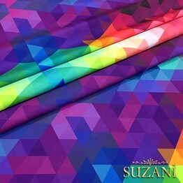 Gökkuşağı Üçgenler Desenli Kumaş