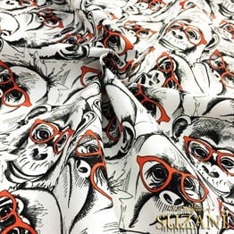 Gözlüklü Maymunlar Pop Art Desenli Kumaş