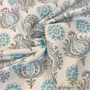 Gri Damask Desenli Dijital Baskılı Kumaş