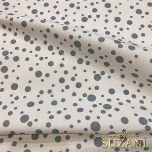 Gri Damlacık Desenli Dijital Baskılı Kumaş
