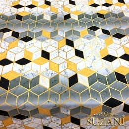 Gri Küpler ve Mermer Desenli Kumaş