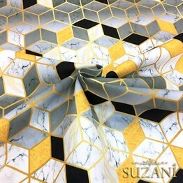 Gri Küpler ve Mermer Desenli Kumaş