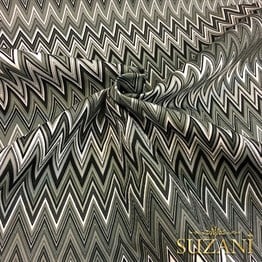 Zigzag Desenli Dijital Baskılı Kumaş(Yeşil)