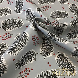 Gri Zemin Çitlembik Yılbaşı Desenli Kumaş