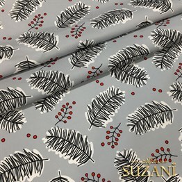 Gri Zemin Çitlembik Yılbaşı Desenli Kumaş