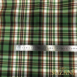 Haki Ekose Desenli Dijital Baskılı Kumaş