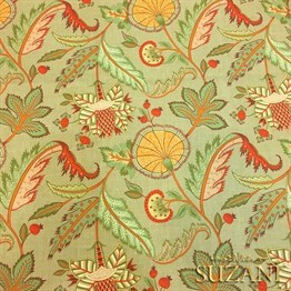 Haki Elegant Çiçekler Desenli Kumaş