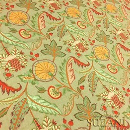 Haki Elegant Çiçekler Desenli Kumaş