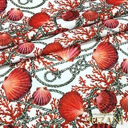 Halat ve Midyeler Desenli Kumaş