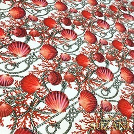 Halat ve Midyeler Desenli Kumaş