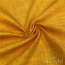 Hardal Keten Görünümlü Dijital Baskılı Kumaş