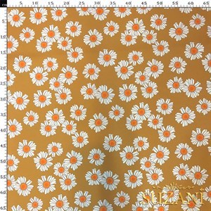 Hardal Papatya Desenli Dijital Baskılı Kumaş