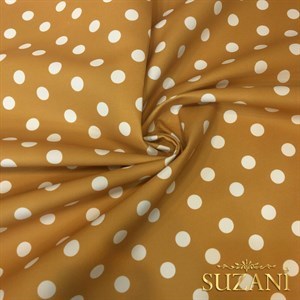 Hardal Puantiye Desenli Dijital Baskılı Kumaş