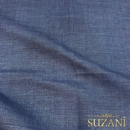 İndigo Keten Görünümlü Dijital Baskılı Kumaş