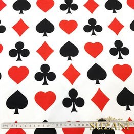 İskambil Kağıdı (Beyaz) Desenli Kumaş