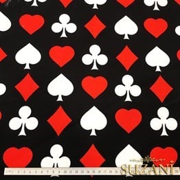 İskambil Kağıdı (Siyah) Desenli Kumaş