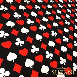 İskambil Kağıdı (Siyah) Desenli Kumaş