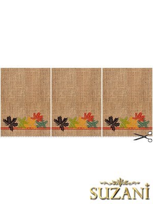 Jüt Zemin Yaprak Desenli 3lü Amerikan Servisi Kumaşı