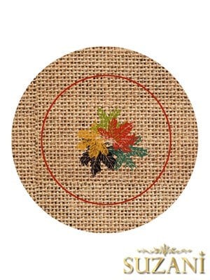 Jüt Zemin Yaprak Desenli Dikişsiz 3lü Supla Kumaşı