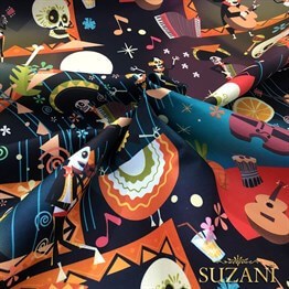 Kafatası Orkestra Desenli Pop Art Kumaş