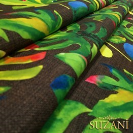 Kahve Keten Deve Tabanı Desenli Kumaş