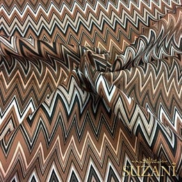 Kahve Renk Geçişli Zigzag Kumaş