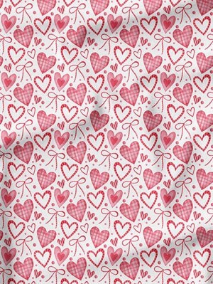 Kalp Desenli Dijital Baskılı Kumaş