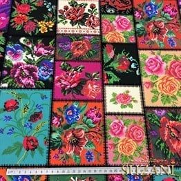 Kanaviçe Patchwork Desenli Kumaş