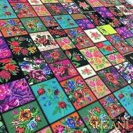 Kanaviçe Patchwork Desenli Kumaş