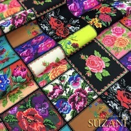 Kanaviçe Patchwork Desenli Kumaş