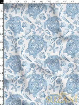 Kaplumbağa Desenli Dijital Baskılı Kumaş