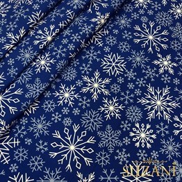 Kar Taneleri Desenli Dijital Baskılı Kumaş
