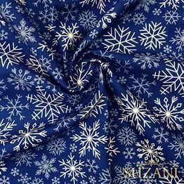 Kar Taneleri Desenli Dijital Baskılı Kumaş