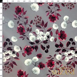 Karahindiba Desenli Dijital Baskılı Kumaş