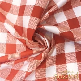 Karamel Büyük Pötikare Desenli Dijital Baskılı Kumaş