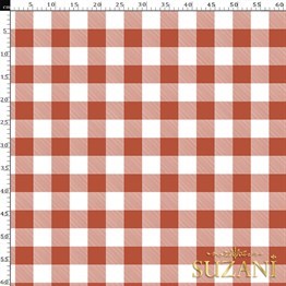 Karamel Büyük Pötikare Desenli Dijital Baskılı Kumaş