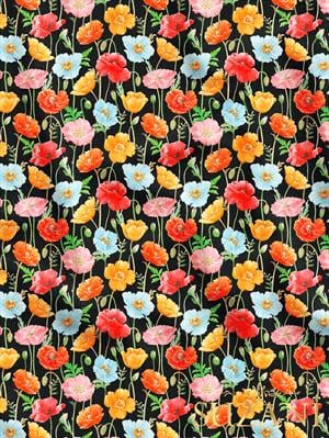 Gelincik Çiçek Desenli Dijital Baskılı Kumaş