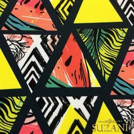 Karpuzlu Üçgenler Desenli Kumaş