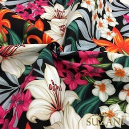 Kehribar Çiçek Desenli Kumaş