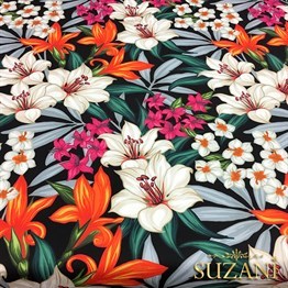 Kehribar Çiçek Desenli Kumaş