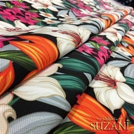 Kehribar Çiçek Desenli Kumaş