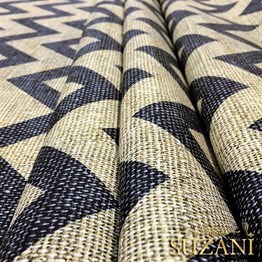 Keten Efekt Siyah Zigzag Desenli Kumaş