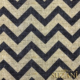 Keten Efekt Siyah Zigzag Desenli Kumaş
