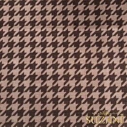 Keten Efektli Büyük Kahve Pudra Kazayağı Desenli Kumaş