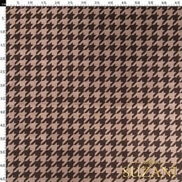 Keten Efektli Büyük Kahve Pudra Kazayağı Desenli Kumaş